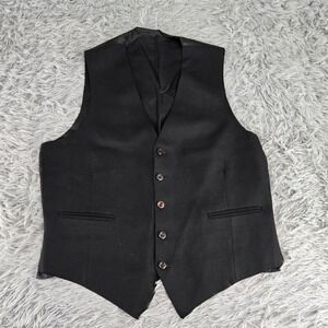 Unbranded Mens Large Black Wool Blend Formal 5-Button Suit Vest Waistcoat